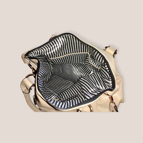 Charming Charlie beige tote handbag Large Chain handle - Picture 4 of 7